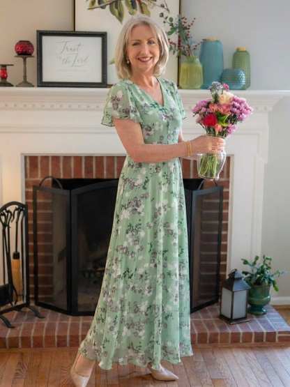 Saorla | Floral Chiffon Maxi Dress