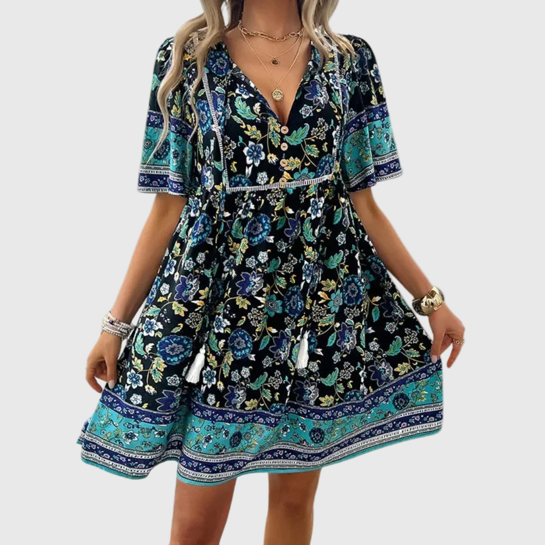 Bláithín | Elegant Floral Mini Dress