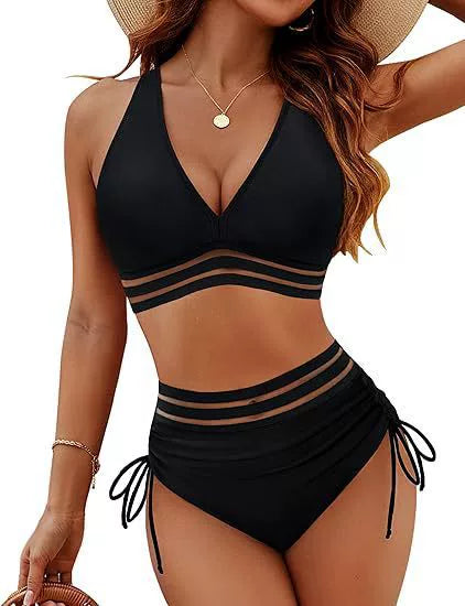 Leopard print two-piece swimsuit