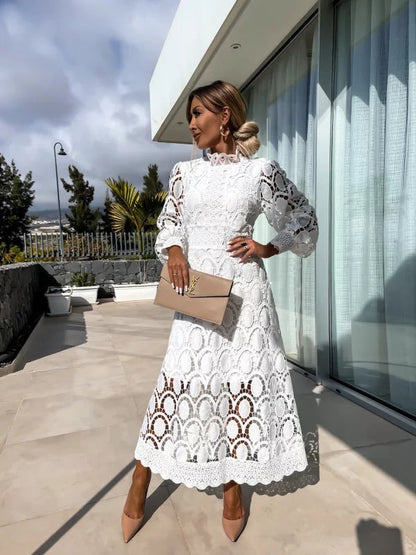 Banbha | Romantic Lace Midi Dress