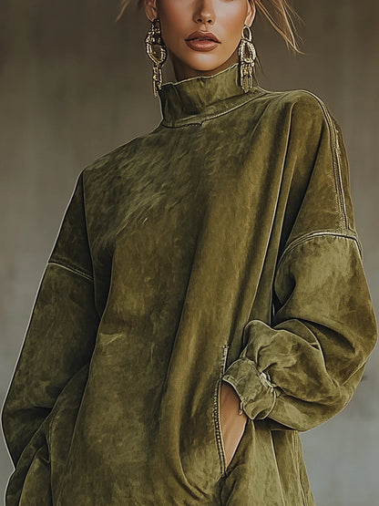 Órnait | High-Neck Suede Fringe Dress