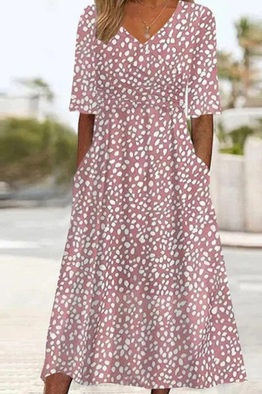 Eilionóir | Polka-Dot Midi Dress, Elegant and Waist-Flattering