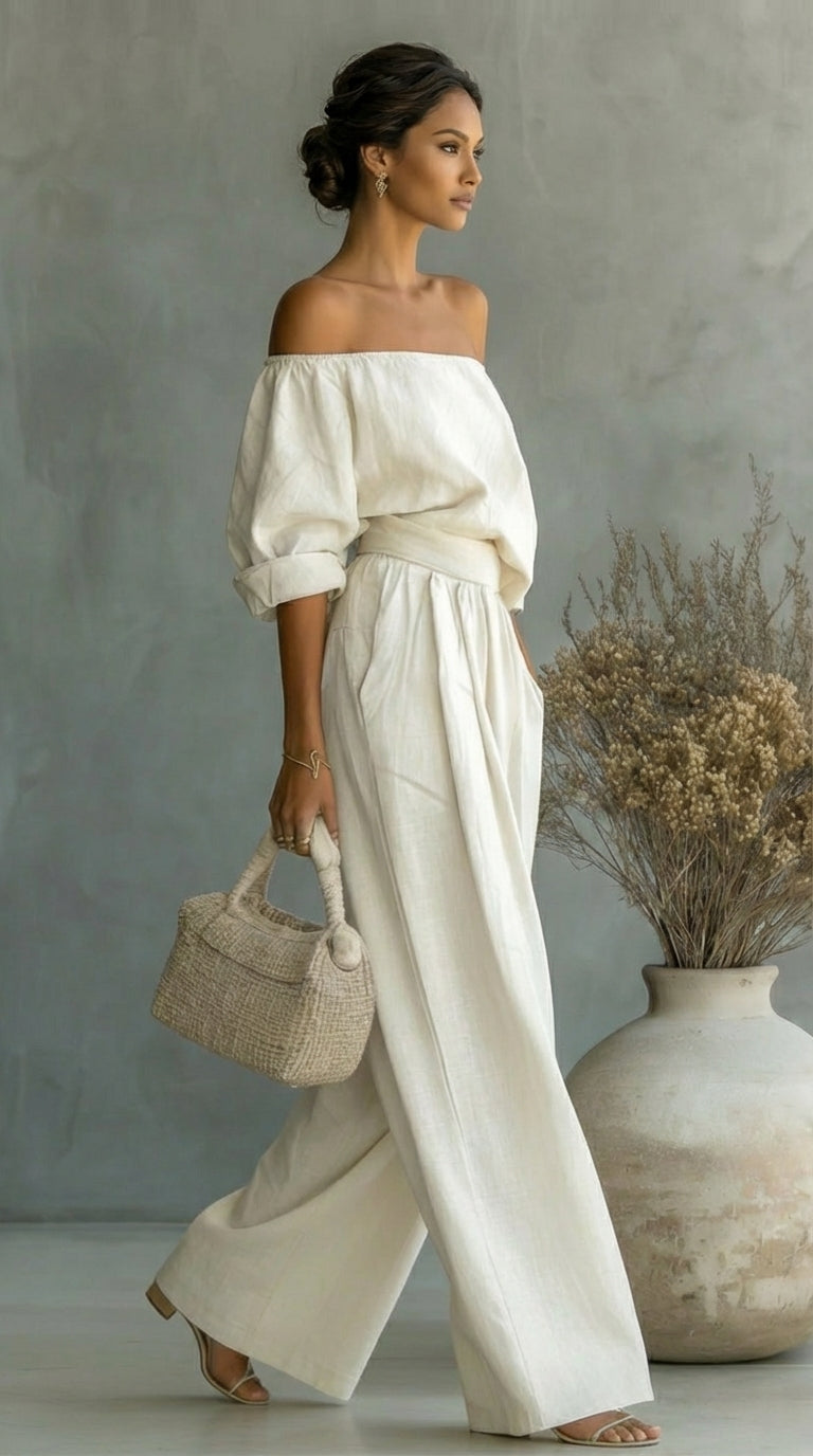 Deirdre | Linen-Effect Summer Set
