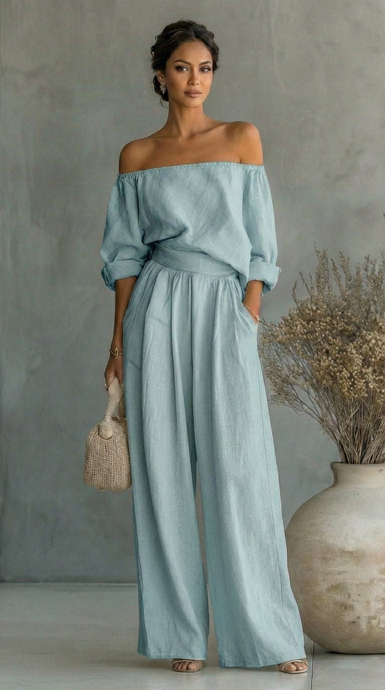Deirdre | Linen-Effect Summer Set