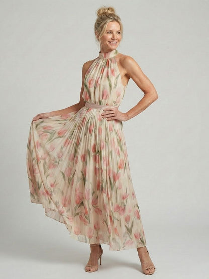 Méaraí | Halter Neck Floral Midi Dress