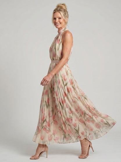 Méaraí | Halter Neck Floral Midi Dress