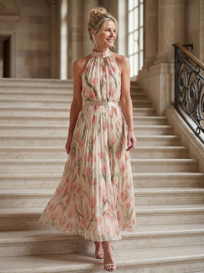 Méaraí | Halter Neck Floral Midi Dress