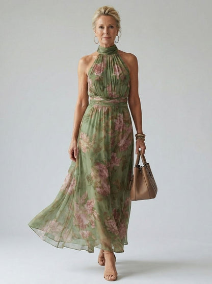 Aignéis | Gathered Halter Midi Dress