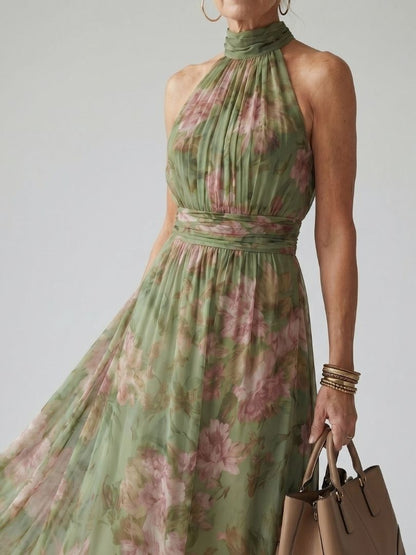 Aignéis | Gathered Halter Midi Dress