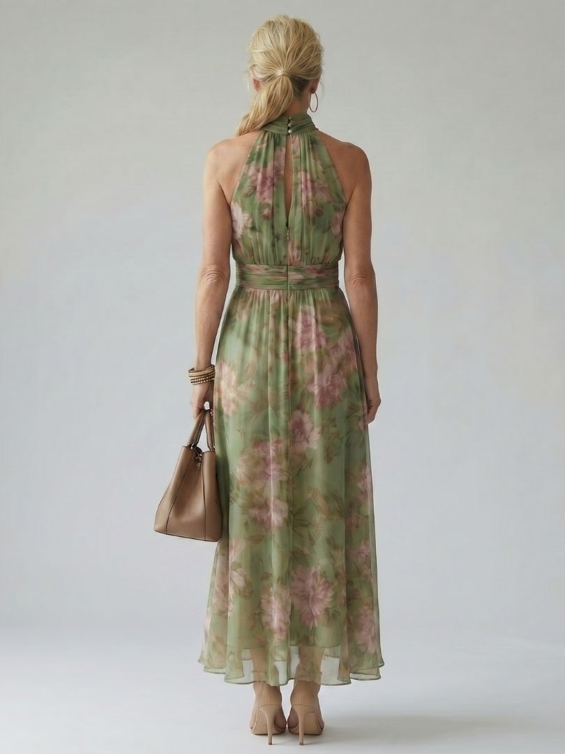 Aignéis | Gathered Halter Midi Dress