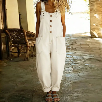 Eimear | Vintage Soft Cotton Denim-Look Overalls with Adjustable straps