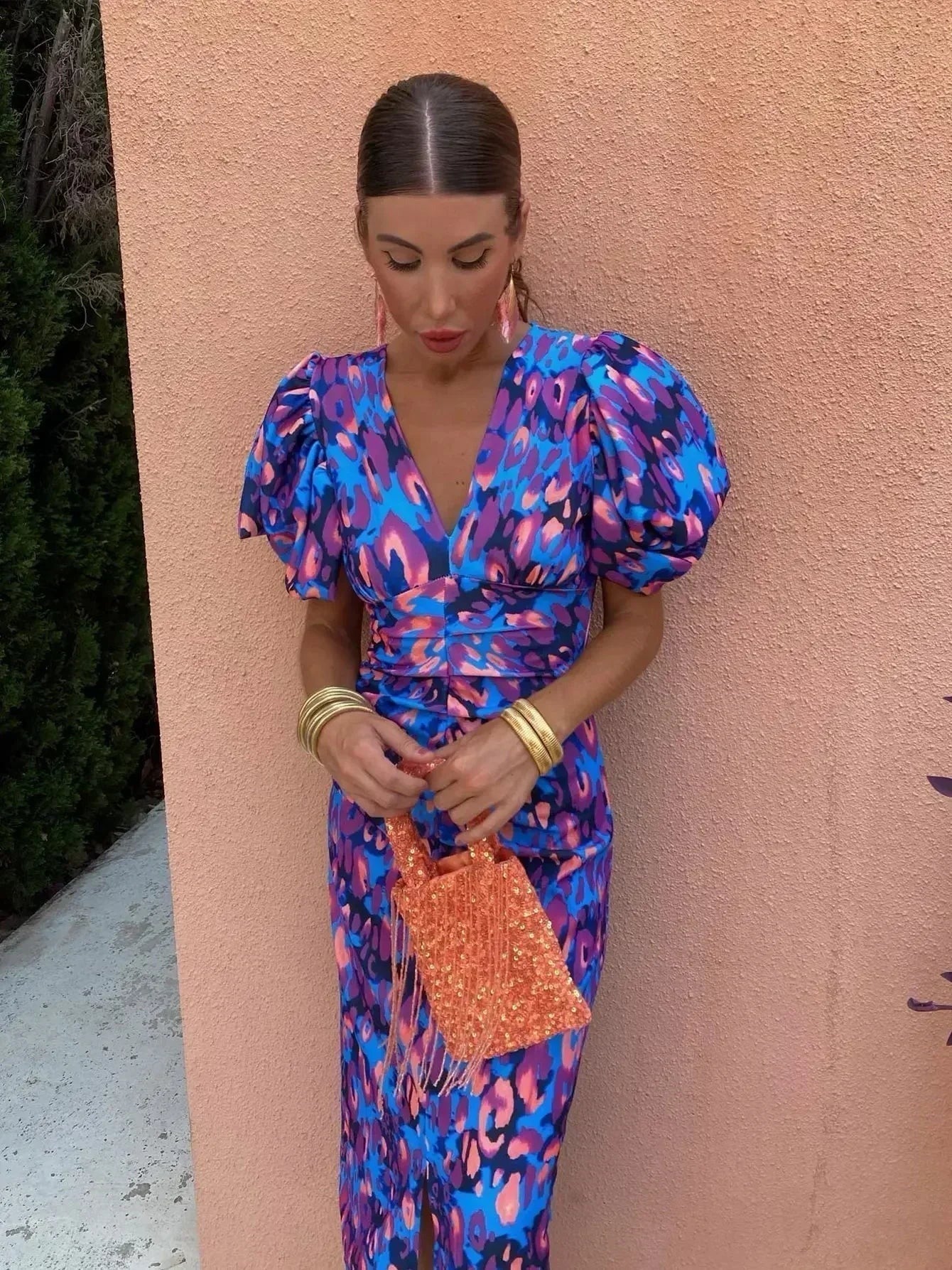 Eibhilín | Balloon Sleeve Midi Dress