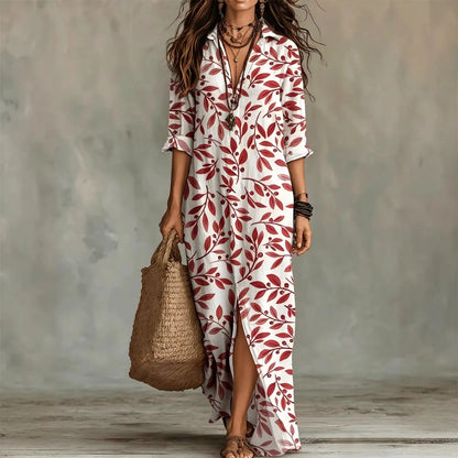 Mugain | Shirt Dress with Botanical Print