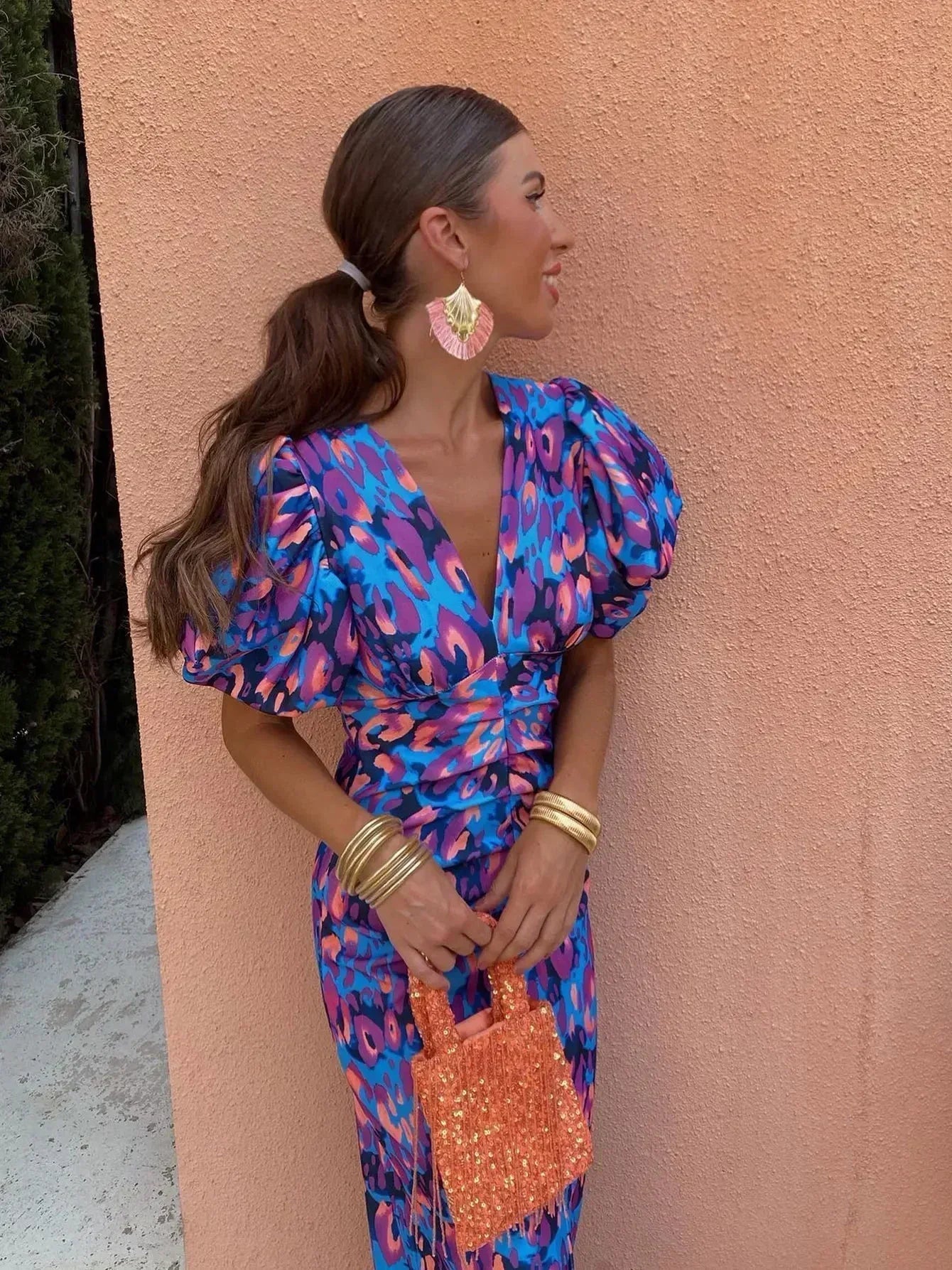 Eibhilín | Balloon Sleeve Midi Dress
