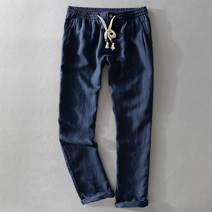 Cathal 100% Linen Trousers with Easy Waist Comfort