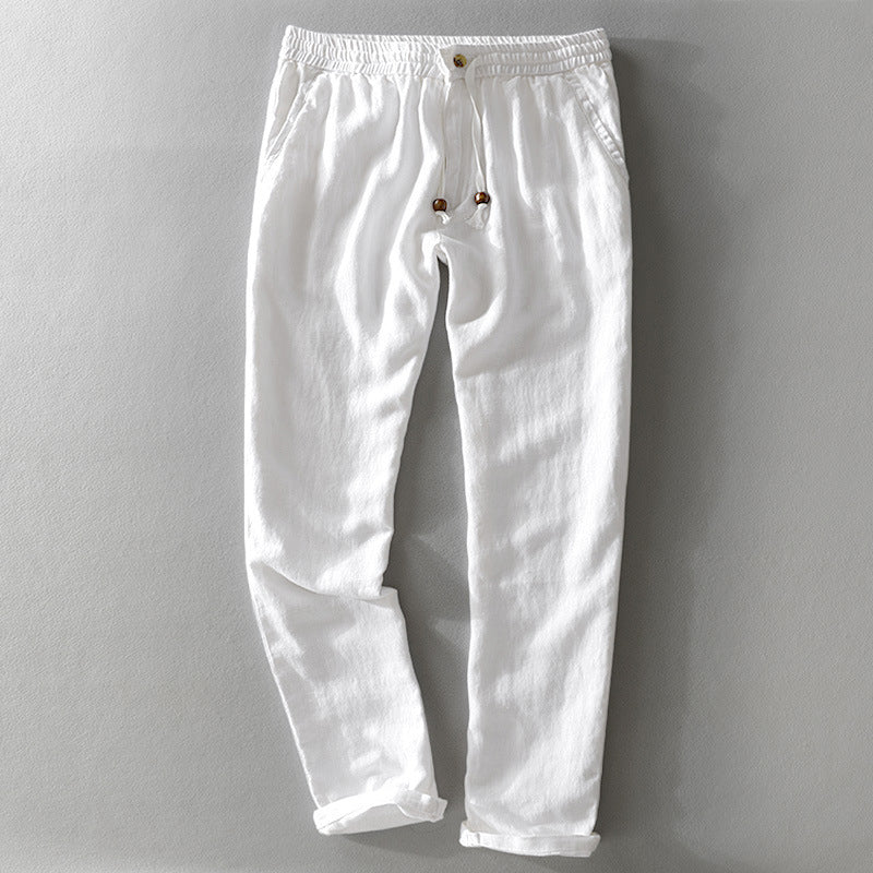 Cathal 100% Linen Trousers with Easy Waist Comfort