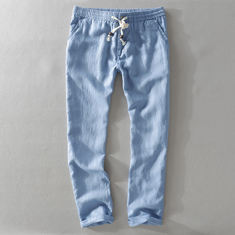 Cathal 100% Linen Trousers with Easy Waist Comfort