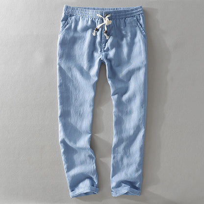 Cathal 100% Linen Trousers with Easy Waist Comfort