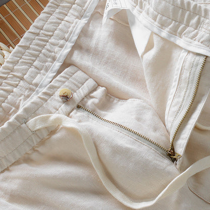 Cathal 100% Linen Trousers with Easy Waist Comfort