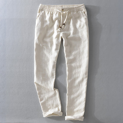 Cathal 100% Linen Trousers with Easy Waist Comfort