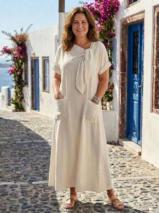 Méabh | Round Neck Short Sleeve Pocket Maxi Dress