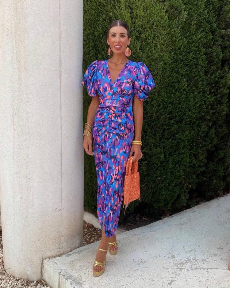 Eibhilín | Balloon Sleeve Midi Dress