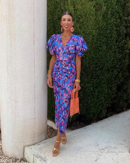 Eibhilín | Balloon Sleeve Midi Dress