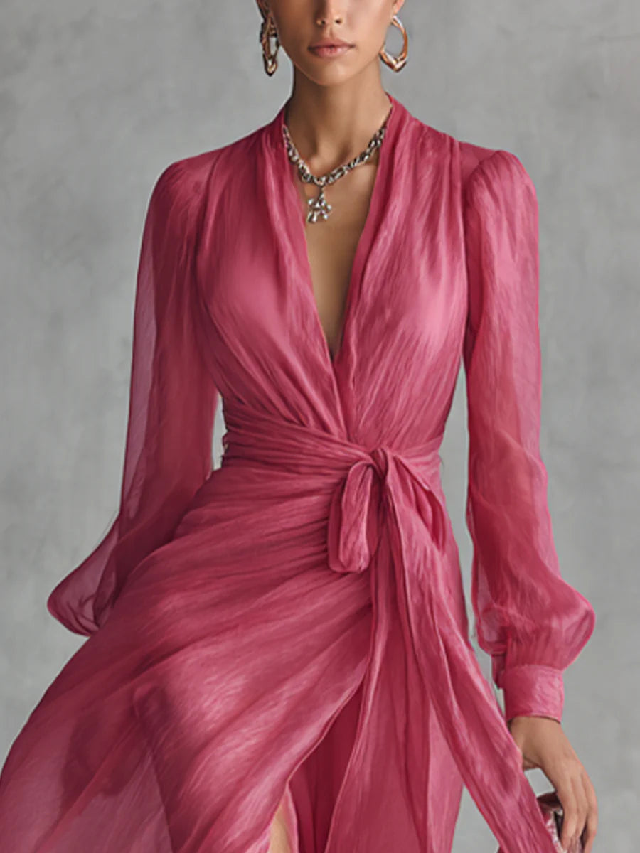Iseult | Chiffon Tie-Waist Maxi Dress