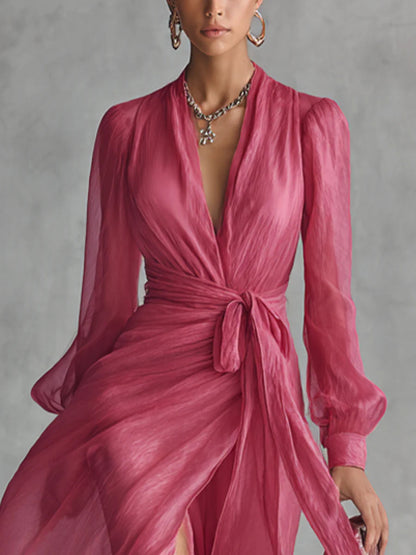 Iseult | Chiffon Tie-Waist Maxi Dress