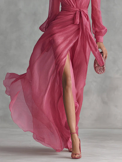 Iseult | Chiffon Tie-Waist Maxi Dress