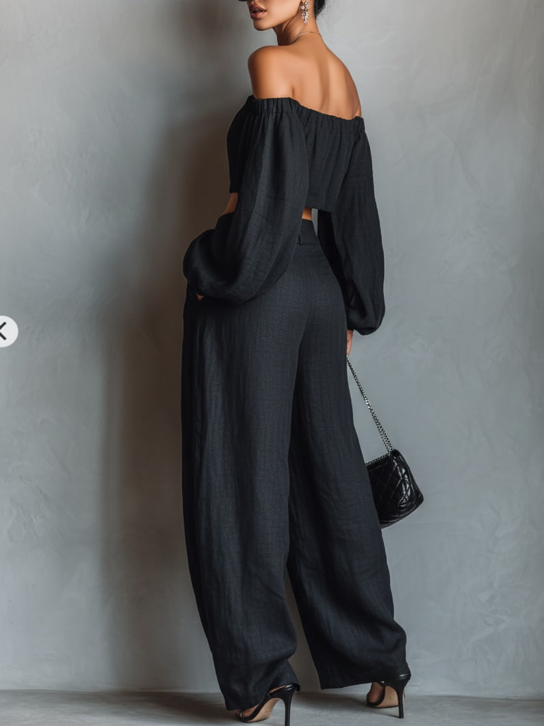 Síofra | Off-shoulder set with wide-leg pants