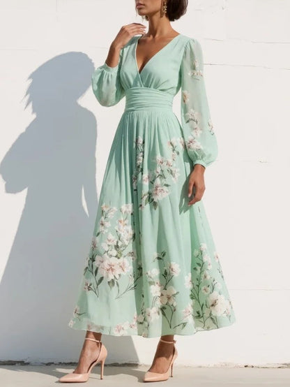 Delia – Floral Midi Dress with Flowing Silhouette