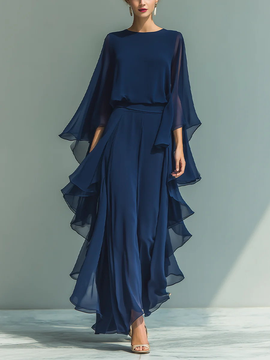 Derbforgaill | Elegant Chiffon Ensemble