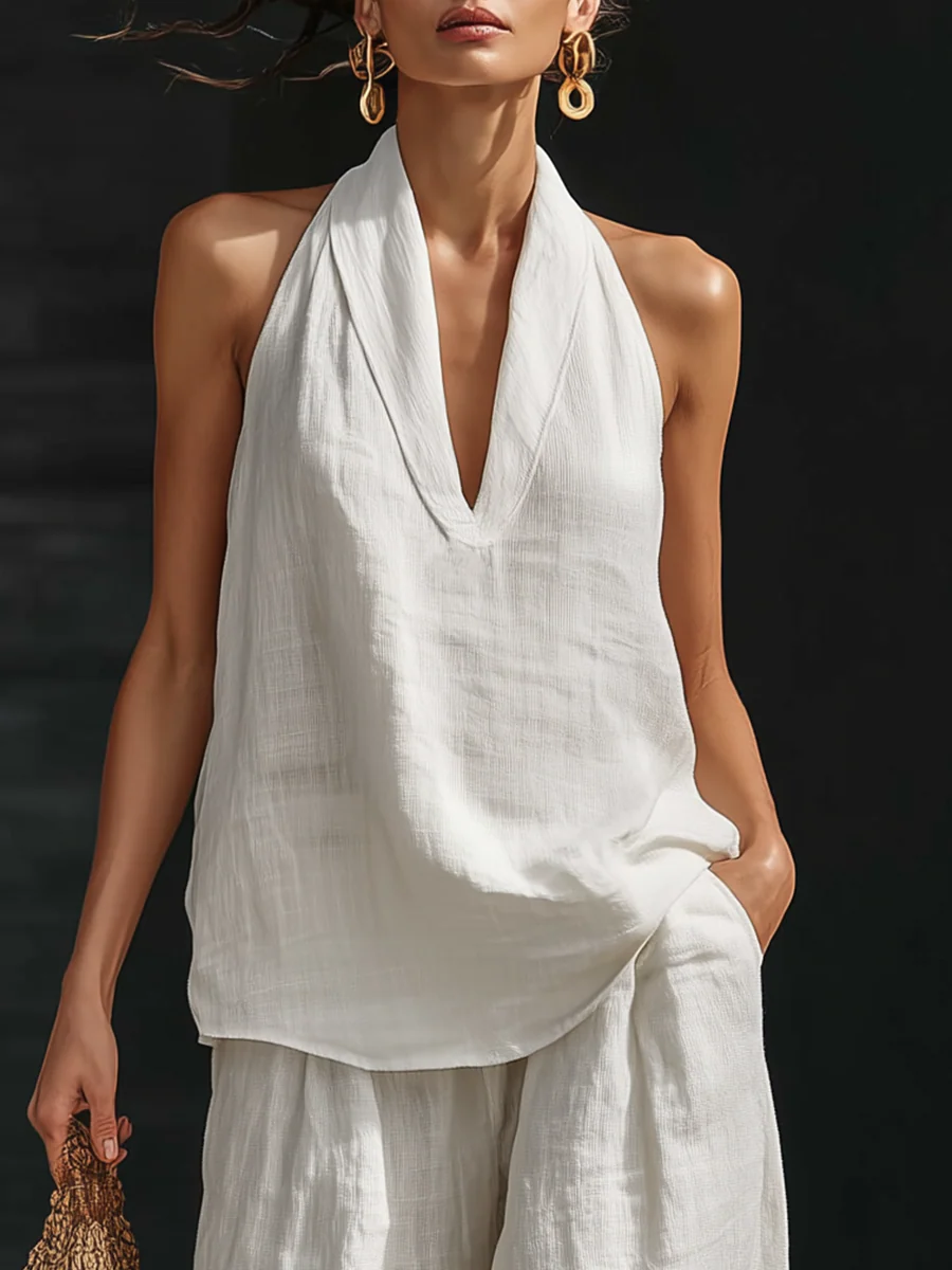 Réaltín | Sleeveless set with wide-leg pants