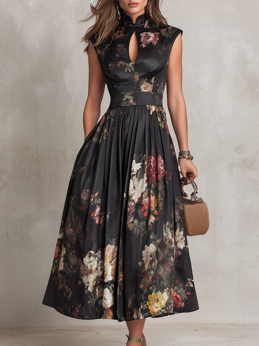 Cara | Floral Pleated Midi Dress