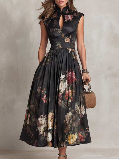 Cara | Floral Pleated Midi Dress