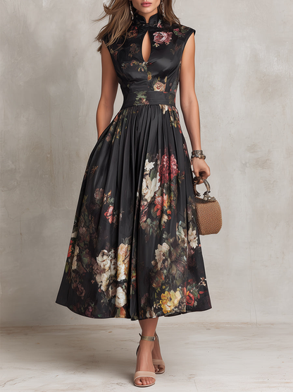 Cara | Floral Pleated Midi Dress