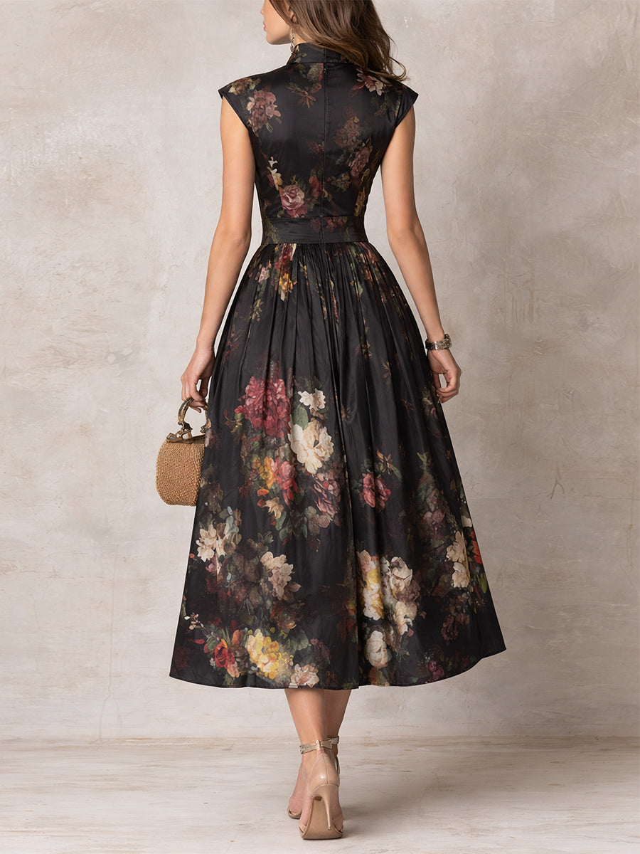 Cara | Floral Pleated Midi Dress
