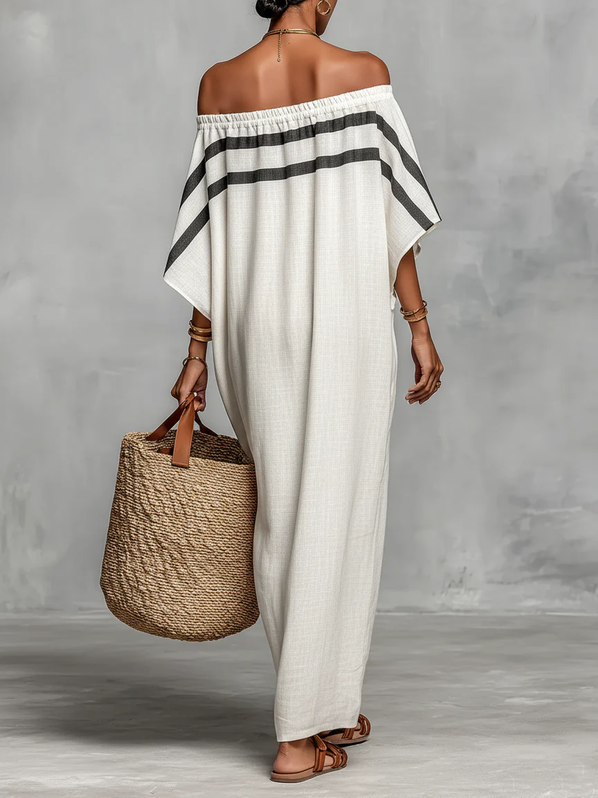 Mairéad | Off-the-Shoulder Maxi Dress with Bat-Wing Sleeves