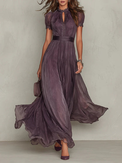 Ronnat | Long Dress with Keyhole Neckline
