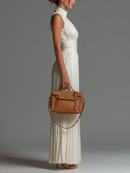 Caoimhe | White Pleated Chiffon Jumpsuit