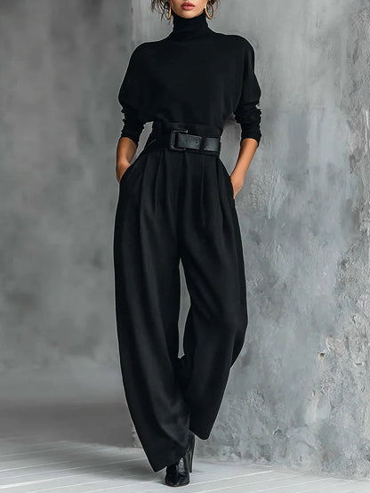 Iseult | 2-piece black set with belt