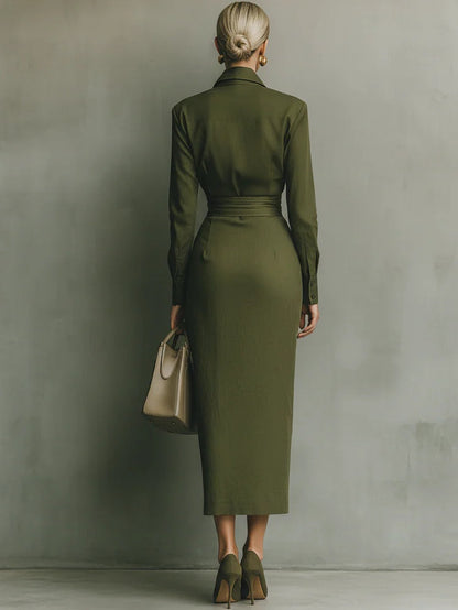 Muirne | Military green maxi dress