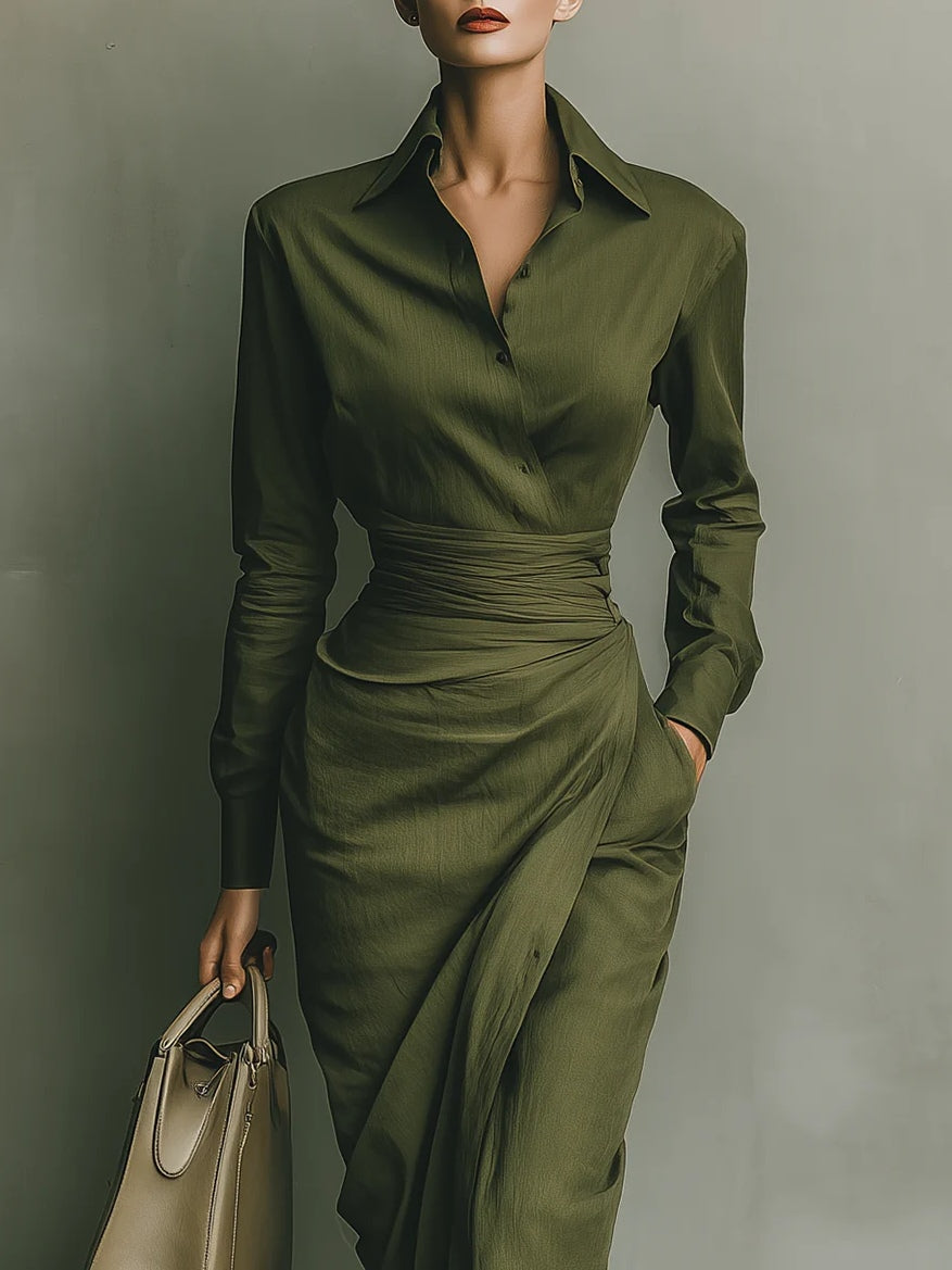 Muirne | Military green maxi dress