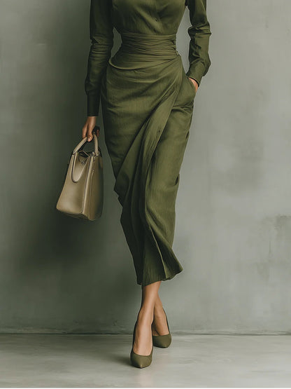 Muirne | Military green maxi dress