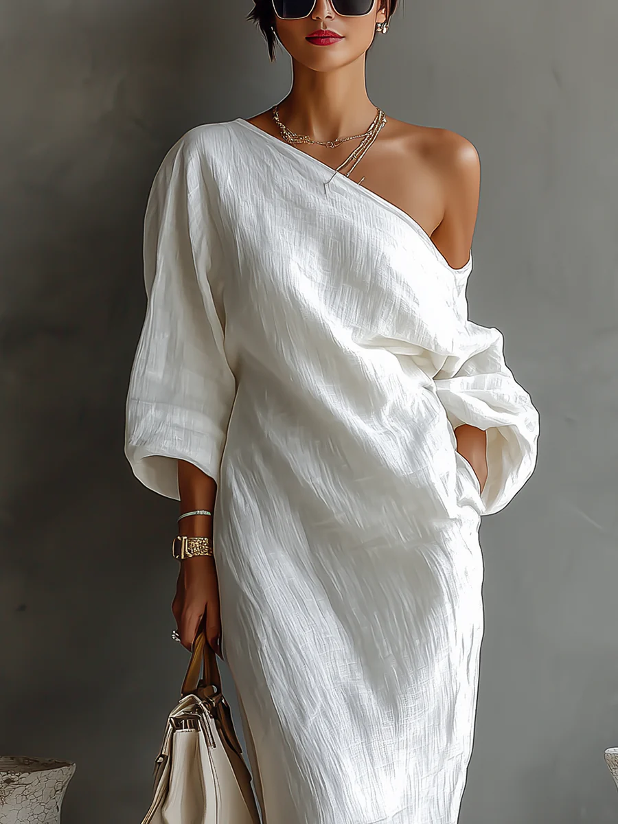Úna | Elegant white one-shoulder maxi dress
