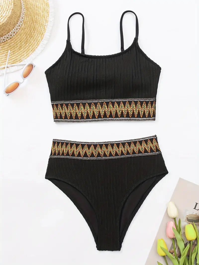 Ribbed Bikini - Top and High-Waisted Bottom