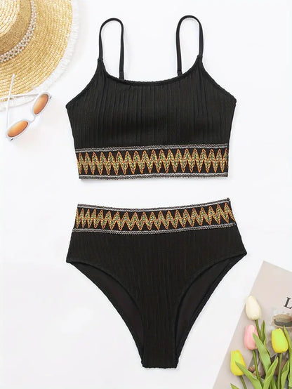 Ribbed Bikini - Top and High-Waisted Bottom