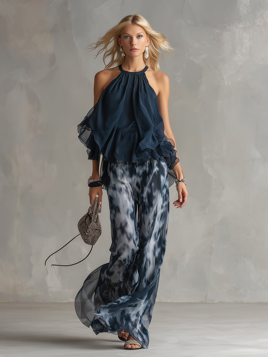 Lasairíona | Elegant Ensemble with a Ruffled Top