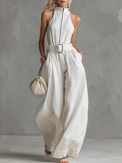 Aisling | Belted Wide-Leg City Jumpsuit